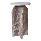 Home Decor End Table, Side Table, or Night Stand - Marble Bedside Table with Round Agate Top Ideal for Big or Small Spaces