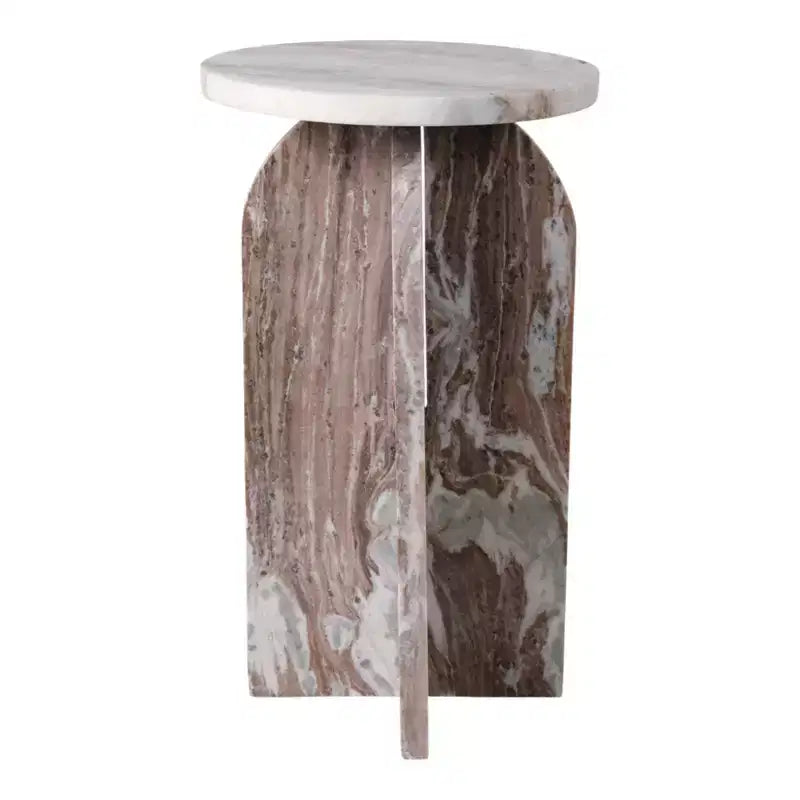 Home Decor End Table, Side Table, or Night Stand - Marble Bedside Table with Round Agate Top Ideal for Big or Small Spaces