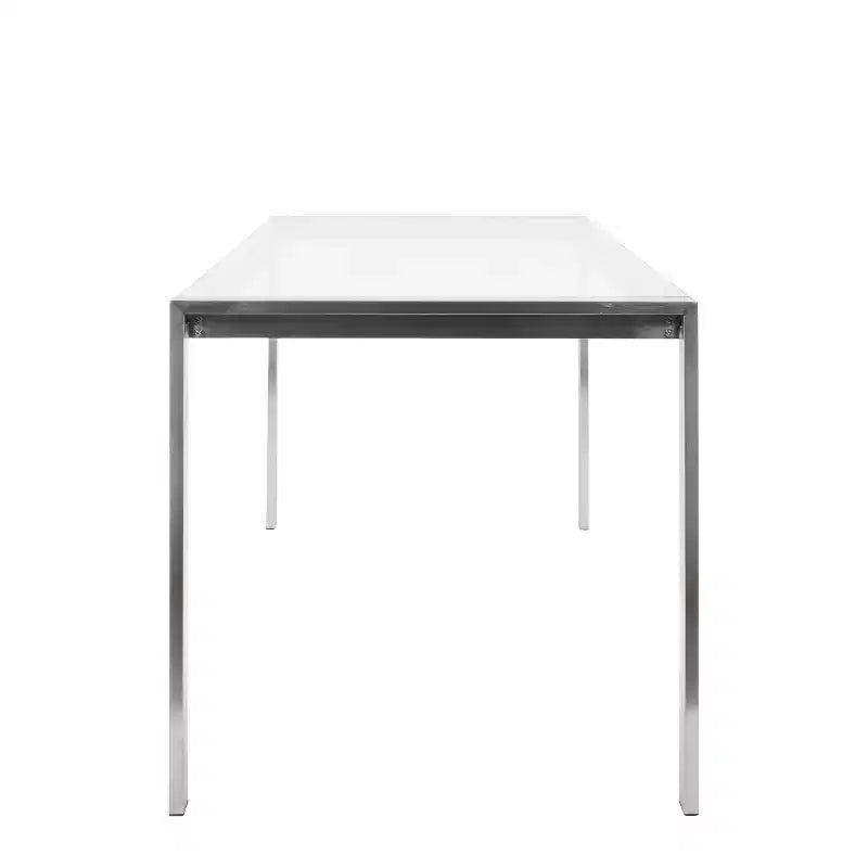47" Modern Dining Table Stainless Steel/Clear Glass: Sleek 4-Seater, Rectangular Top, Kitchen Furniture