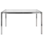 47" Modern Dining Table Stainless Steel/Clear Glass: Sleek 4-Seater, Rectangular Top, Kitchen Furniture