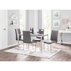 47" Modern Dining Table Stainless Steel/Clear Glass: Sleek 4-Seater, Rectangular Top, Kitchen Furniture