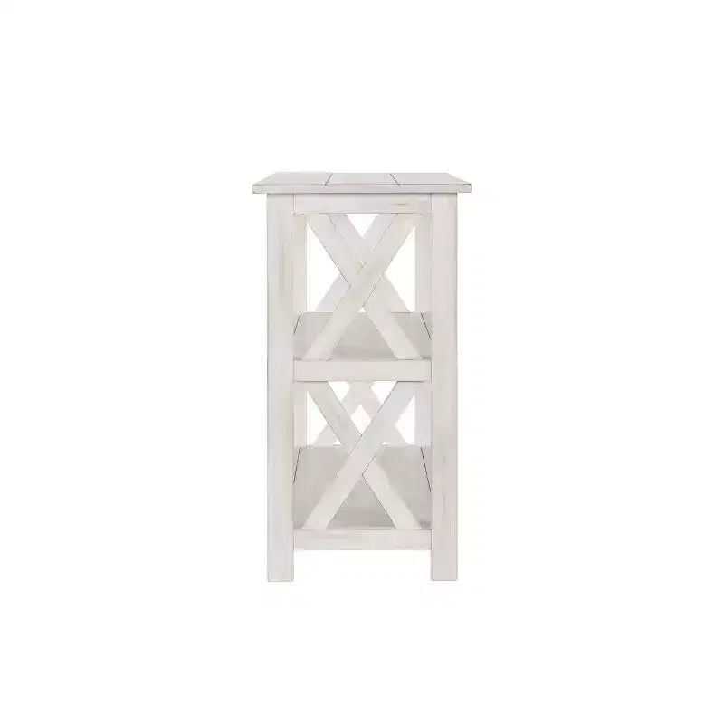 2 Shelf Entryway Table White -: Modern Farmhouse Style, MDF Build, Rectangle Shape