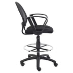 Mesh Drafting Stool with Loop Arms Black -: Swivel, Nylon Legs, Metal Frame, 275lb Capacity