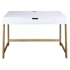 Smart Desk with USB Ports White/Natural -: Hardwood Construction, Easy Assembly