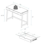 Smart Desk with USB Ports White/Natural -: Hardwood Construction, Easy Assembly