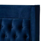 Velvet Platform Bed with Gold - Finished Legs