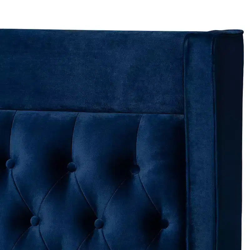 Velvet Platform Bed with Gold - Finished Legs