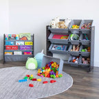 Toy Storage Organizer with Storage Bins Espresso/Gray