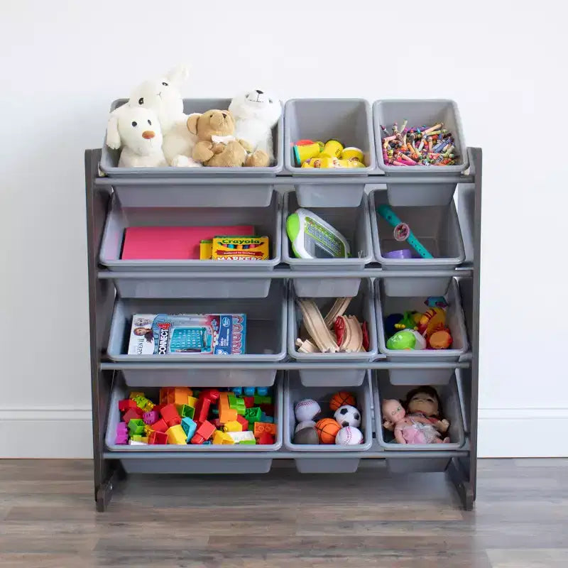 Toy Storage Organizer with Storage Bins Espresso/Gray
