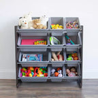 Toy Storage Organizer with Storage Bins Espresso/Gray
