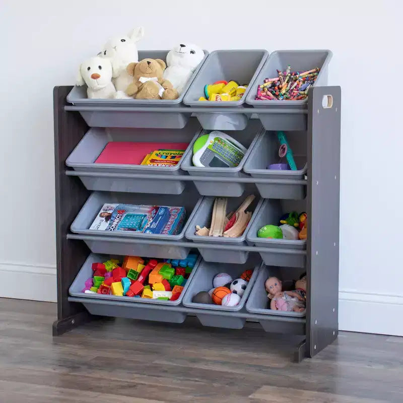 Toy Storage Organizer with Storage Bins Espresso/Gray