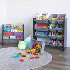 Toy Storage Organizer with Storage Bins Espresso/Gray