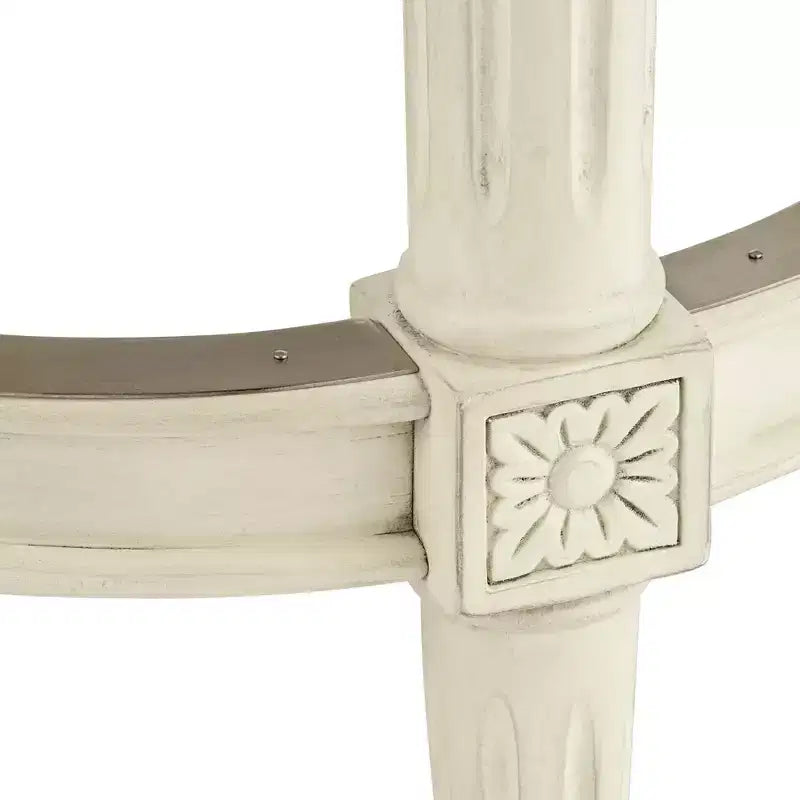 Wood Swivel Bar Stool Distressed White 30 1/2 High Traditional Gray Round Cushion with Footrest for Kitchen Counter Height
