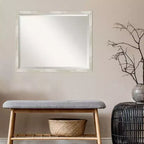 Crackled Narrow Framed Bathroom Vanity Wall Mirror Metallic