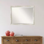 Crackled Narrow Framed Bathroom Vanity Wall Mirror Metallic