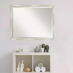 Crackled Narrow Framed Bathroom Vanity Wall Mirror Metallic