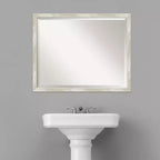 Crackled Narrow Framed Bathroom Vanity Wall Mirror Metallic