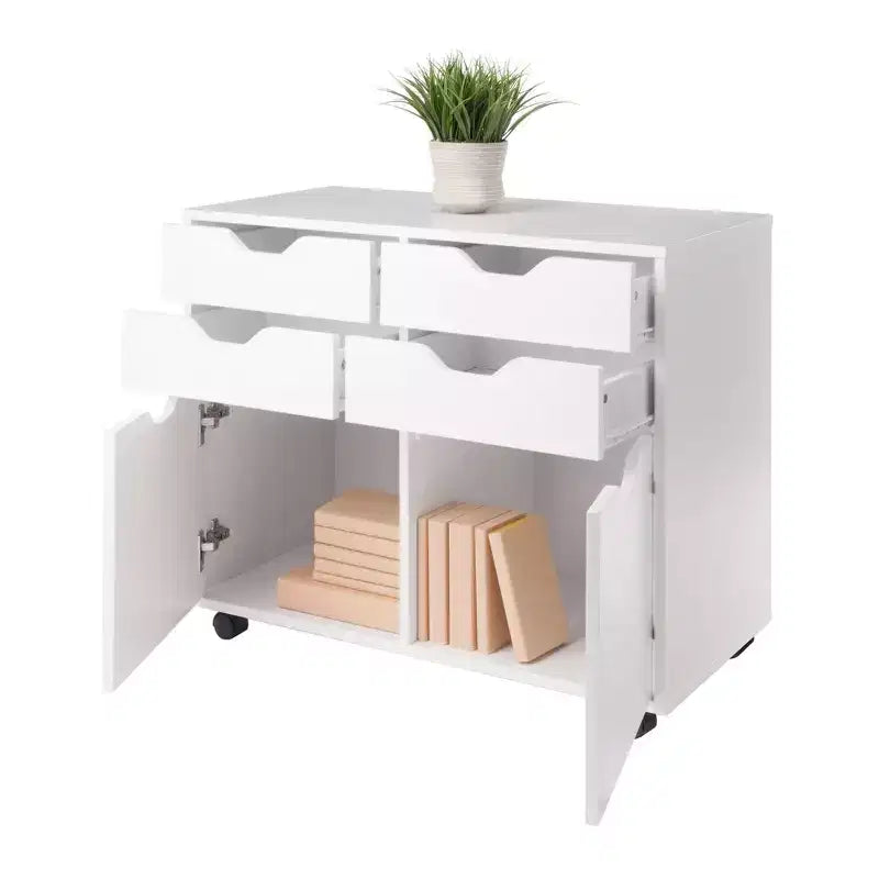 2 Sections Mobile Storage Cabinet