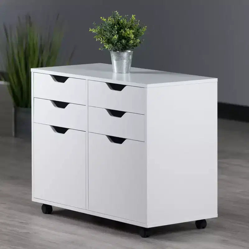 2 Sections Mobile Storage Cabinet