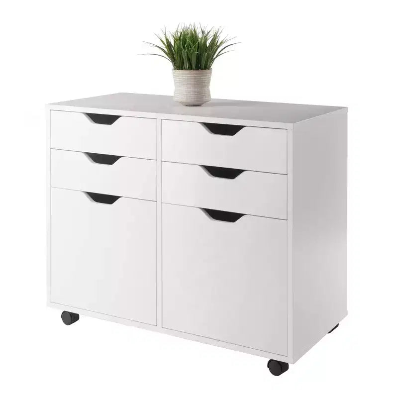 2 Sections Mobile Storage Cabinet