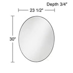 Oval Vanity Decorative Wall Mirror Modern Matte Black Metal Frame 23 1/2 Wide for Bathroom Bedroom Living Room Office Home Entryway