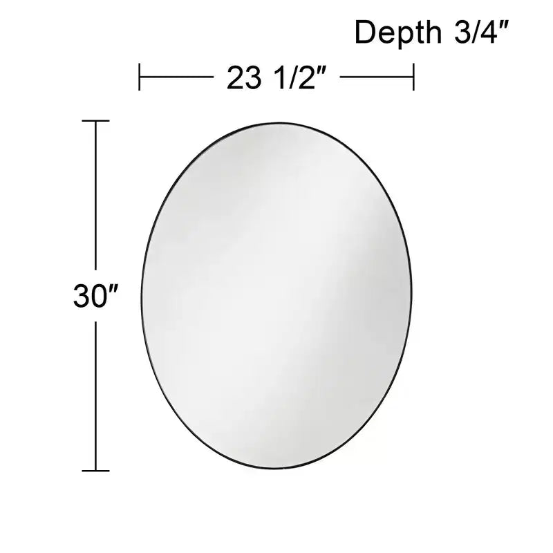 Oval Vanity Decorative Wall Mirror Modern Matte Black Metal Frame 23 1/2 Wide for Bathroom Bedroom Living Room Office Home Entryway