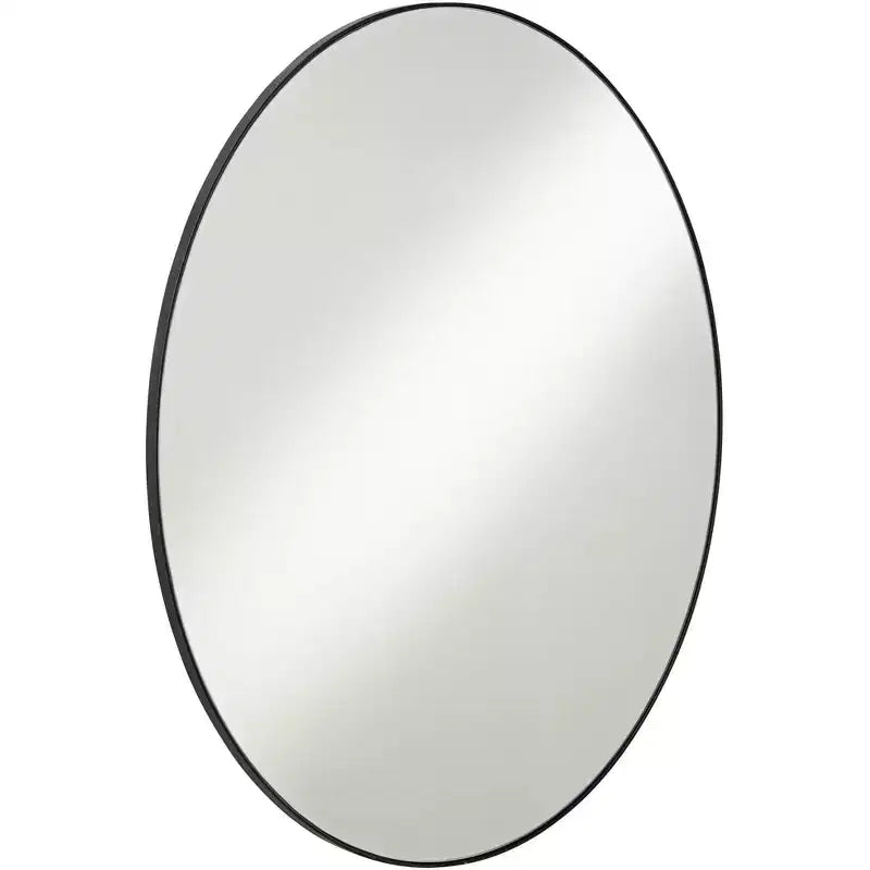 Oval Vanity Decorative Wall Mirror Modern Matte Black Metal Frame 23 1/2 Wide for Bathroom Bedroom Living Room Office Home Entryway