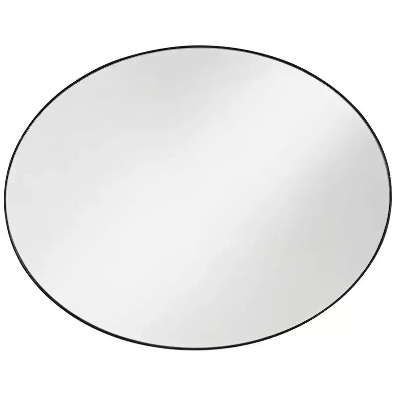 Oval Vanity Decorative Wall Mirror Modern Matte Black Metal Frame 23 1/2 Wide for Bathroom Bedroom Living Room Office Home Entryway