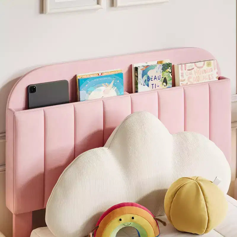 Twin Bed Frame with Drawer, Velvet Upholstered Platform Bed Frame with Storage Headboard, No Box Spring Needed, Easy Assembly