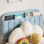 Twin Bed Frame with Drawer, Velvet Upholstered Platform Bed Frame with Storage Headboard, No Box Spring Needed, Easy Assembly