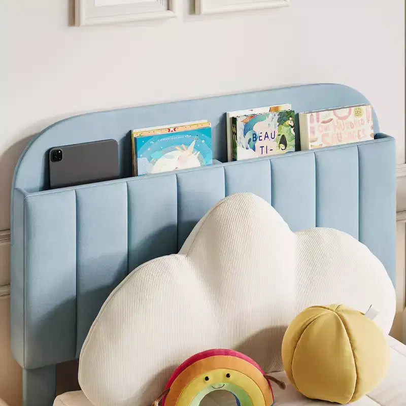 Twin Bed Frame with Drawer, Velvet Upholstered Platform Bed Frame with Storage Headboard, No Box Spring Needed, Easy Assembly